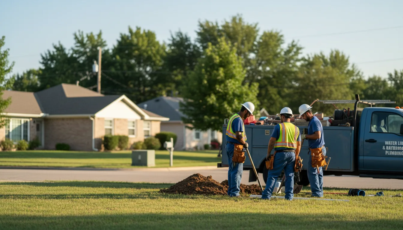 Residential water line and bathroom plumbing service in Whitefield, OK